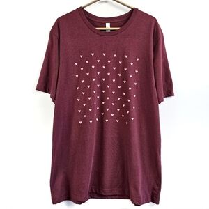 Heart Print  Graphic Tee Shirt Short Sleeve Boutique Size XL NWT